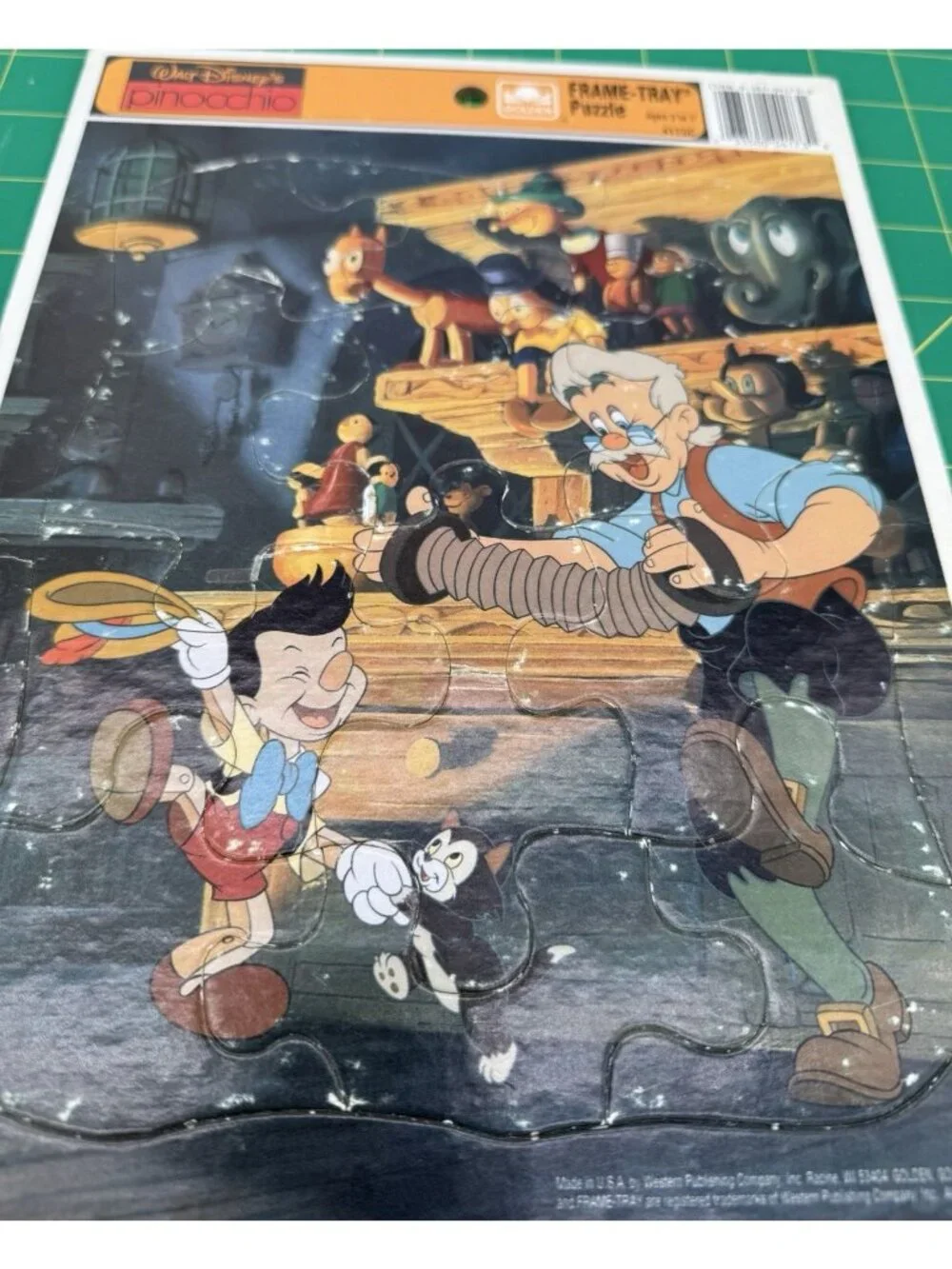Vintage Disney Pinocchio Pooh And Toot Toot Cardboard Frame Tray Puzzle READ